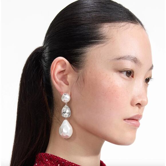 Self-Portrait Pearl Crystal Droplet Earrings - Picture 1 of 7